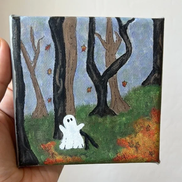 Hand-Painted Ghost Canvas Art - Picture 2 of 2